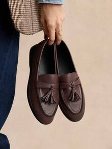 Rosivie Women's Casual Slip-On Flat Athletic Sneakers For Christmas - Coffee Brown - View 9