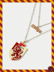 HARRY POTTER X SHEIN 1pc Fashionable Pendant Necklace, Unisex Versatile Street Style Layering Accessory - Red - View 2