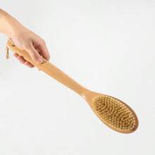 Cirelle 1pc Brush Body, Shower, Massage, Exfoliating, Long Handle Brush, Back, Shower Brush, Brush Head, Scrubbing Bath Tool Home Bathroom Decor Summer - Mocha Brown - View 6