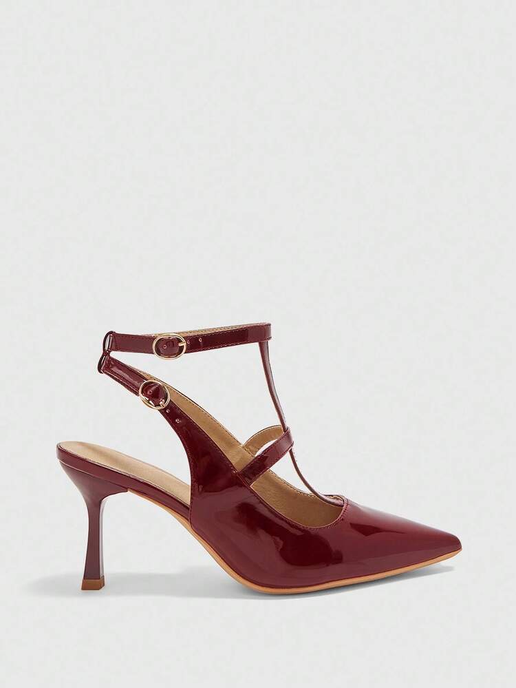 CUCCOO BIZCHIC Women's Pointed Toe High Heel Pumps, Sexy Stiletto Heels, Outdoor/Commute/Party/Wedding/Office Shoes, Burgundy For Christmas Spring Shoes