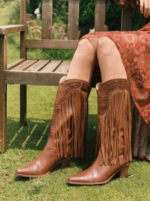 Styleloop Women's Western Boots, Boho Style, Retro American Style, Bohemian, Western Music Festival, Party, Christmas, Halloween Outfit