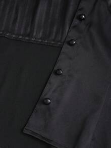 Sweetra 女式 Y2K 风格拼接无袖衬衫，带饰边，优雅的约会之夜，秋季 - 黑色 - 查看 5