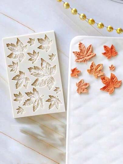 1pc Maple Leaf Shaped Mini And Large Size Handmade Clay Decoration DIY Resin Glue Silicone Mold With 13 Cavities