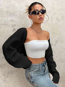 EURMUSE Kardigan w stylu grunge z odsłoniętymi ramionami i odkrytym przodem, bez topu typu tuba, w stylu Y2K