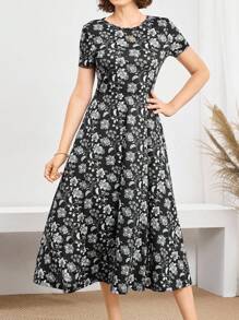 Miaspire Paisley Print Women's Mid-Length Vacation Dress, Summer Mothers Day Outfit Gift For Mom,Fall Women Clothes,Vintage Clothes Women,Old Money Style Women,Teacher Outfits For Women,Airport Outfit Women Women Midi Dress Casual Long Dress Summer Dress Floral Midi Dress Black Floral Dress,Country Outfits Women,Flowy Dress