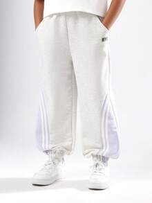 SUMWON Youth Girls NYC Logo Two Piece Set Crop Top With Jogger Pants Casual Wear Coordinates Street Style Fall Winter Fashion - Multicolor - View 4