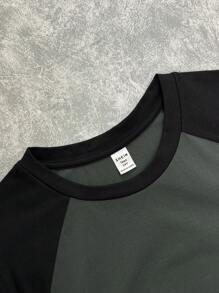 SHEIN Leap Crew 2件套青少年男孩夏季休闲插肩袖圆领字母印花T恤和短裤睡衣套装