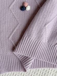 Genkimix Kids 简约紫色扭绳波点可爱女童毛衣 - 淡紫色 - 查看 7