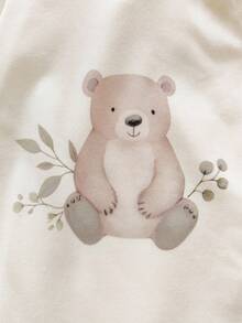 Vintaside Kids 3pcs Baby Boy Cartoon Animal Print Crew Neck Long Sleeve Snap-Up Jumpsuit, Suitable For Infants, Casual Home, Vacation, Family Gathering, Party Fall Winter - White - View 5