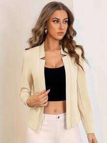 BizChic Áo blazer dệt kim dài tay, kiểu dáng công sở thanh lịch, trưởng thành dành cho nữ, thích hợp cho mùa Xuân/Hè, hiện đại, sang trọng, đi làm hàng ngày, lãng mạn, mang hơi hướng retro thập niên 90, Giáng sinh, Năm mới, Lễ tình nhân, tiệc tùng, đi biển, lễ tốt nghiệp, lễ hội thời trang, kỳ nghỉ, phù hợp cho khách dự đám cưới, chủ nhà, hẹn hò, tiệc tùng, buổi hòa nhạc, bữa trưa muộn, sân bay. - Màu be - Xem 3