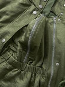 SHEIN Autumn And Winter  Pregnant Women's Solid Color Long Sleeve Zipper Design Drawstring Waist Hooded 3-In-1 Casual Jacket