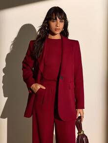 CLARA VERO Conjunto de blazer y pantalón de pierna ancha de unicolor