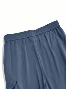 Manfinity Roghcode Pantalones holgados para hombre con bolsillo con solapa y cordón en la cintura, para otoño - Neblina azul - Ver 8