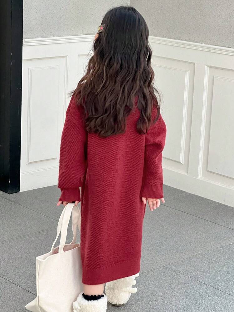 Young Girl Knitted Sweater Dress Fall, Winter