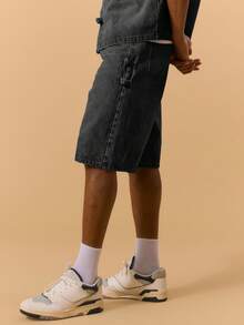 Musero 长款宽松水洗牛仔短裤，仅纽扣固定，腰带环细节设计，春夏季度假休闲