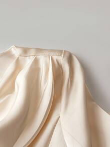 Franclia 新款奢华圆领束腰女式连衣裙，春秋季 - 杏色 - 查看 3