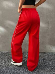 Coolane Kids Quần ống rộng cạp chun dáng suông thoải mái cho bé gái tuổi teen, thích hợp cho mùa tựu trường. - Đỏ - Xem 2