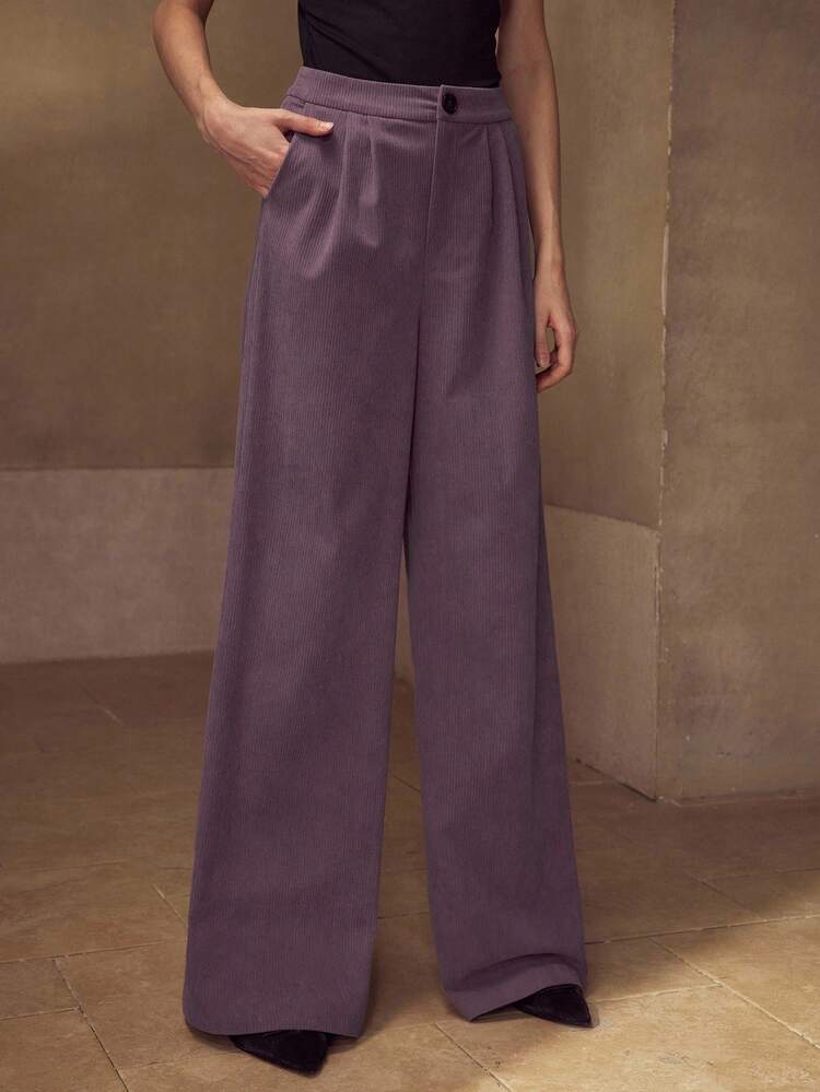 FOLD PLEATED WIDE LEG SUIT PANTS