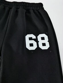 SHEIN ChillGRL 3件套女童休闲街头数字图案保暖内衬阔腿裤，秋冬