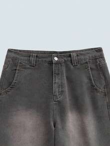 MODCRASH Globe Swift 男士牛仔刺绣印花短裤 - 灰色 - 查看 4