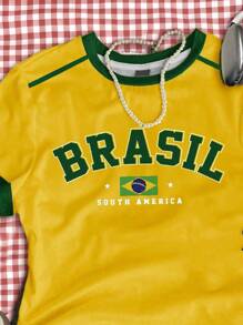 SHEIN Tween Girls' Slim Fit Casual Minimalist Comfortable Round Neck Form-Fitting Long Sleeve T-Shirt, Suitable For Summer - Multicolor - View 3