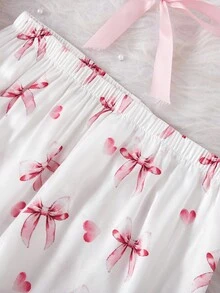 2pcs Girls Cute Bowknot Floral Print Soft Flannel Cardigan Long Sleeve Pants Pajama Set Fall Winter - Multicolor - View 6