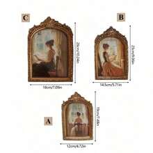 SHEIN 1 khung ảnh cổ điển phong cách nghệ thuật khung ảnh chạm khắc gỗ giả cổ điển khung ảnh trang trí để bàn tường khung ảnh (giấy ảnh ngẫu nhiên) - Nhiều màu - Xem 10