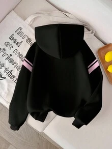 少女日系卫衣，休闲美式95数字印花卫衣，百搭保暖内衬，适合秋冬季节穿着 - 黑色 - 查看 2