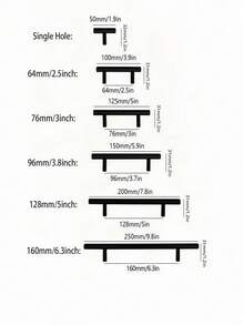 4pcs Kitchen Handle Stainless Steel T Bar Door Pull 76mm 96mm Cabinet Knobs And Handles Black Furniture Handle - Multicolor - View 4