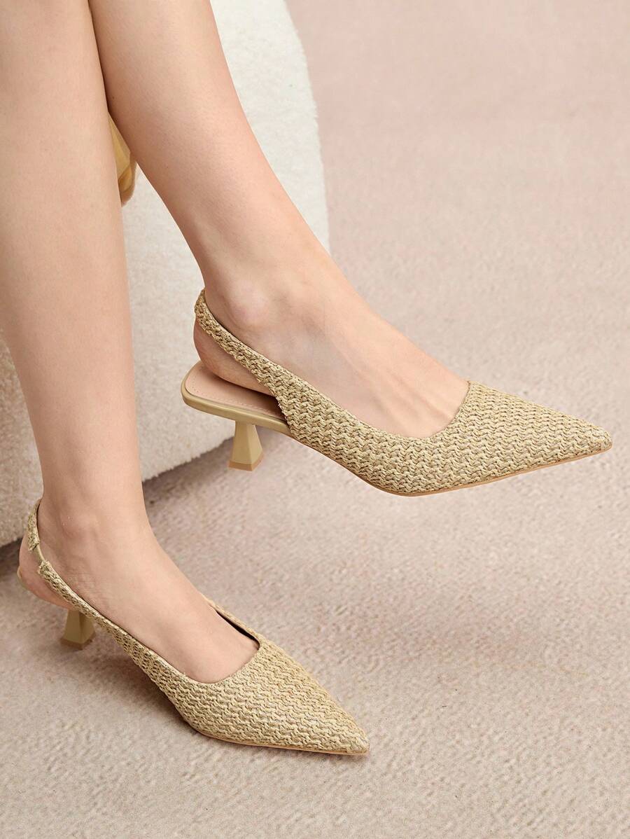 Sandalias de tacón alto con espalda abierta y estilo sexy para mujer, para verano - Amarillo - Ver 1