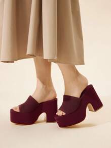 CUCCOO BASICS Women's Open Toe Slip-On Mule Sandals, Chunky Heel, Waterproof Platform, Breathable For Summer And Spring, Party Wear