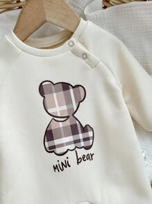 Newborn Baby Girl Cute Casual Knitted Apricot Cartoon Pattern Long Sleeve Jumpsuit Fall Winter - Apricot - View 5