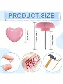 20/50 件多色心形图钉、图钉,适用于软木板、壁挂、公告板、圣诞装饰、节日礼物、情人节礼物 - 彩色 - 查看 8