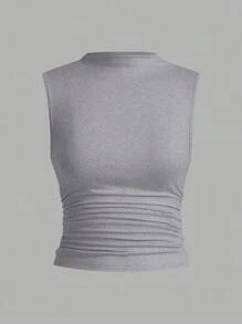 SHEIN Essnce 3 chiếc áo ba lỗ không tay cổ xếp ly đơn giản cho nữ - Nhiều màu - Xem 7