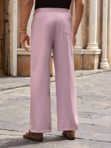 Manfinity VCAY Herren lässige, weite gerade geschnittene Hose in heller Farbe, für den Alltag und Urlaub geeignet - Altrosa - Übersicht 4