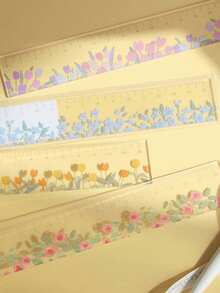 1 件/4 件，植物透明尺，花尺，亚克力尺 5.91 英寸学校尺，带厘米，适合学校和办公室需求！