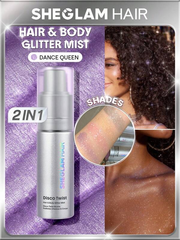 SHEGLAM HAIR Disco Twist Haar- & Körperglitzer Spray - Dance Queen Abschluss Geburtstag Urlaub Summer Fallen Autumn Y2K Schick Mode Frauen Bilden Kosmetik Party Strand Reisen Camping Draußen Schule Campus Festivals Dekor Geschenk Gegenwärtig Rose Mädchen Am besten Farbe Charme Stimmung Rosa Weihnachten Neujahr Thanksgiving-Tag Valentinstag