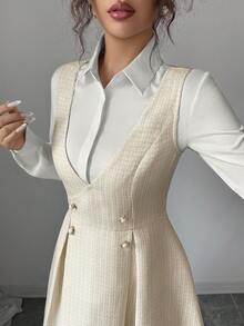 Elenzga A Mid-Length Dress For Elegant Ladies In Autumn - Apricot - View 6