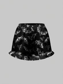 ROMWE Goth Halloween Bat Print Camisole & Shorts Pajama Set, Casual Sleepwear - Black - View 7