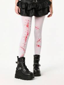 ROMWE Grunge Punk 1pc Women's Asymmetrical Sexy Opaque Tights/Pantyhose/Leggings, White - White - View 5