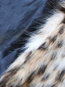 Aveloria Modichic 豹纹V领系带奢华长款喇叭人造皮草大衣，欧美时尚风格 - 彩色 - 查看 8