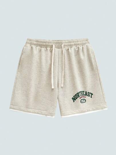  MODCRASH Men's 2 In 1 Graphic Print Casual Sports Sweatpants Shorts Spring To Summer