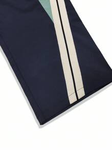 Claim Dot Men Contrast Side Seam Trousers - Navy Blue - View 5