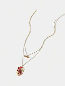 HARRY POTTER X SHEIN 1pc Fashionable Pendant Necklace, Unisex Versatile Street Style Layering Accessory - Red - View 3