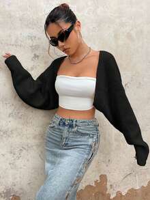 EURMUSE Kardigan w stylu grunge z odsłoniętymi ramionami i odkrytym przodem, bez topu typu tuba, w stylu Y2K