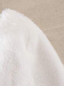 Souflis Souflis Toddler Girls' Cute White Bow Plush Long Sleeve Comfortable Autumn/Winter Jacket Fancy Baby Girl Clothes Fall