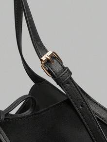 Ontre 女士休闲百搭通勤大容量单肩包 - 黑色 - 查看 5