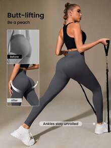Easithlete Women's Solid Color High Waist Lifting Shaping Seamless Leggings Yoga Pants Tummy Control Tights Anti Cellulite Leggings Leggings Tummy Control Compression Workout Tights