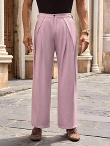 Manfinity VCAY Herren lässige, weite gerade geschnittene Hose in heller Farbe, für den Alltag und Urlaub geeignet - Altrosa - Übersicht 5