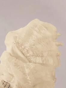 SHEIN SXY 闺房蕾丝分层荷叶边下摆低腰短裤，杏色 - 杏色 - 查看 7